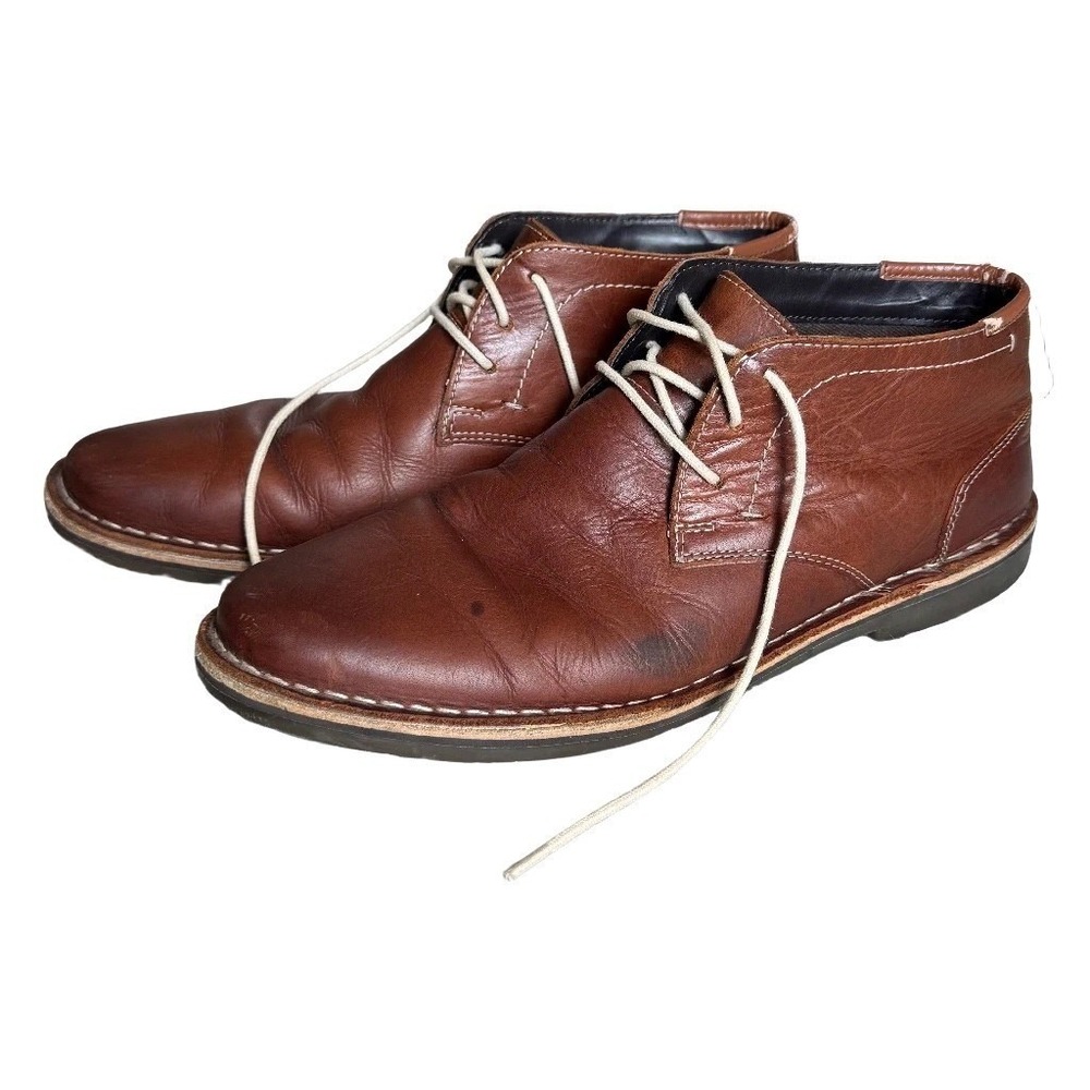 Kenneth Cole Reaction Eclectic Grandpa Grunge Brown Leather Chukka Boots Size 11